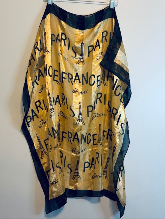 Accessories - Paris Print Yellow & Black Lightweight Fashion Scarf